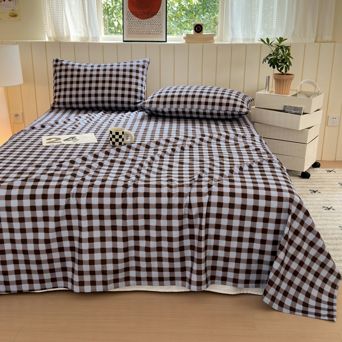 91家纺网 家纺一手货源 找家纺 如意朵 2025新款时尚印花全棉加厚磨毛床单 可可-蓝