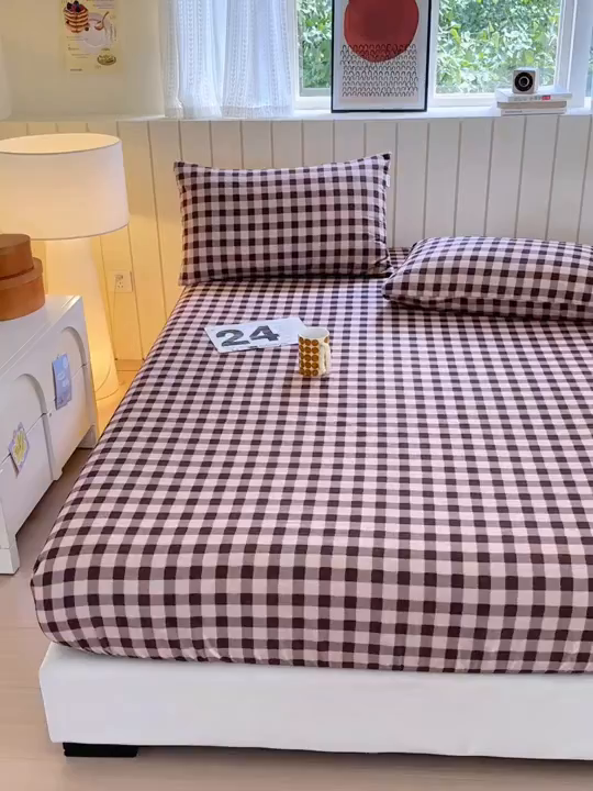 91家纺网 家纺一手货源 找家纺 如意朵 2025新款时尚印花全棉加厚磨毛床笠 可可-咖