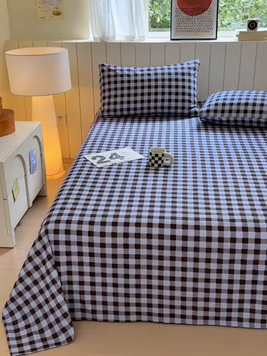 91家纺网 家纺一手货源 找家纺 如意朵 2025新款时尚印花全棉加厚磨毛床单 可可-蓝