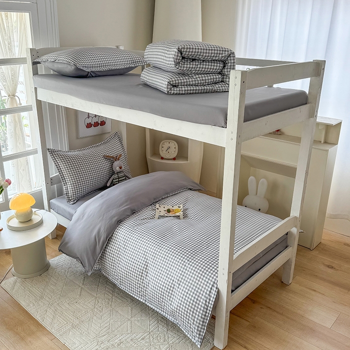 91家纺网 家纺一手货源 找家纺 南通菲度家纺 2025新款高克重芦荟棉四件套-宿舍第三批 小灰格-银灰