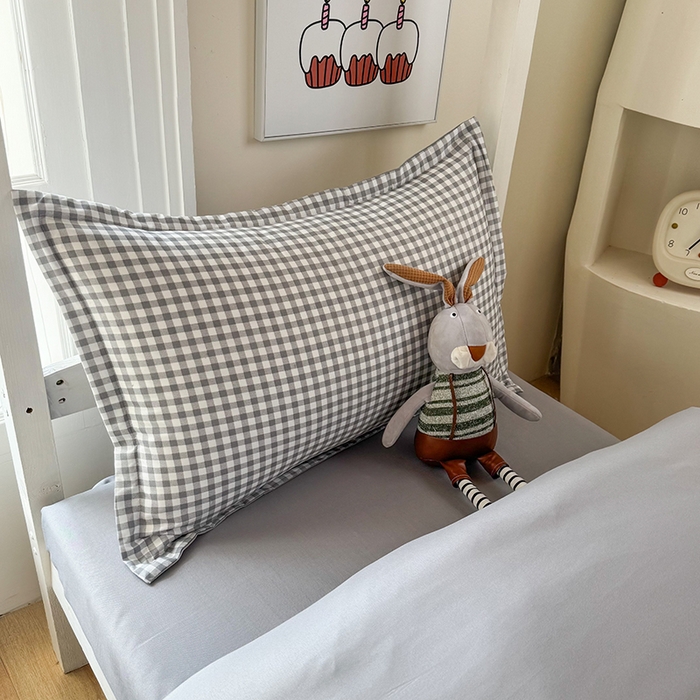 91家纺网 家纺一手货源 找家纺 南通菲度家纺 2025新款高克重芦荟棉四件套-宿舍第三批 小灰格-银灰