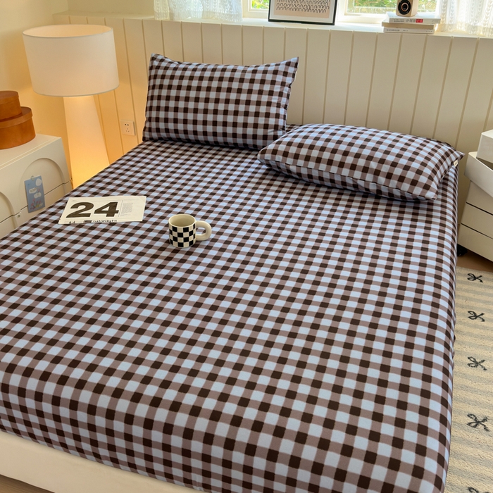 91家纺网 家纺一手货源 找家纺 如意朵 2025新款时尚印花全棉加厚磨毛床笠 可可-蓝