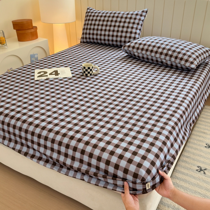 91家纺网 家纺一手货源 找家纺 如意朵 2025新款时尚印花全棉加厚磨毛床笠 可可-蓝