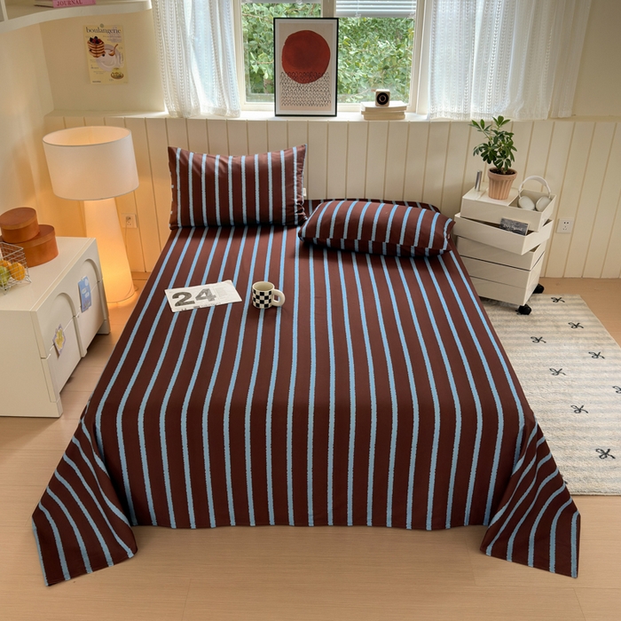 91家纺网 家纺一手货源 找家纺 如意朵 2025新款时尚印花全棉加厚磨毛床单 摩卡