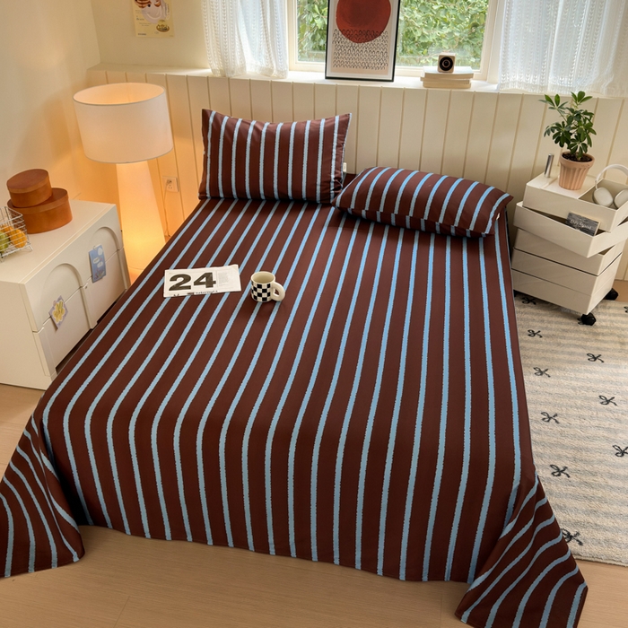 91家纺网 家纺一手货源 找家纺 如意朵 2025新款时尚印花全棉加厚磨毛床单 摩卡