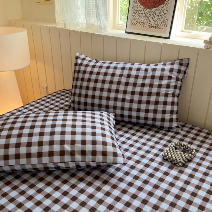 91家纺网 家纺一手货源 找家纺 如意朵 2025新款时尚印花全棉加厚磨毛床笠 可可-蓝