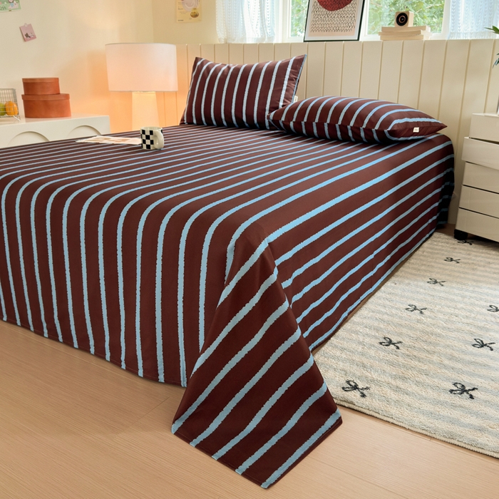 91家纺网 家纺一手货源 找家纺 如意朵 2025新款时尚印花全棉加厚磨毛床单 摩卡