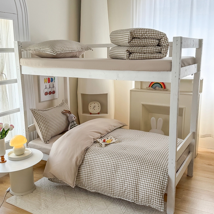 南通菲度家纺 2025新款高克重芦荟棉四件套-宿舍第三批 小咖格-卡其