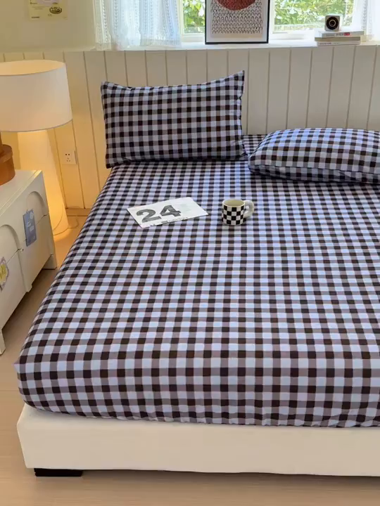 91家纺网 家纺一手货源 找家纺 如意朵 2025新款时尚印花全棉加厚磨毛床笠 可可-蓝