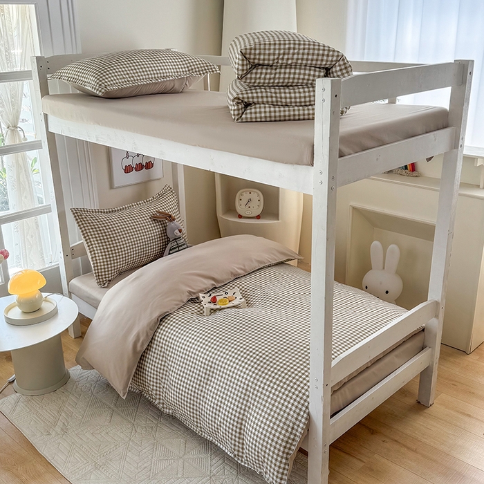 91家纺网 家纺一手货源 找家纺 南通菲度家纺 2025新款高克重芦荟棉四件套-宿舍第三批 小咖格-卡其