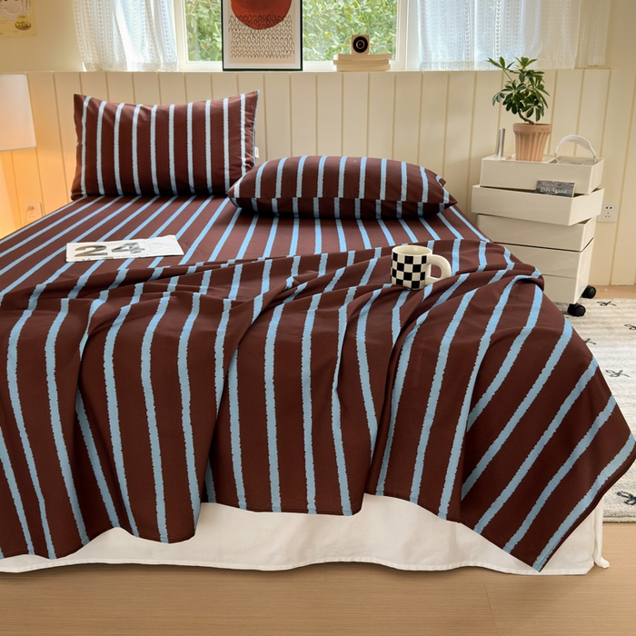 91家纺网 家纺一手货源 找家纺 如意朵 2025新款时尚印花全棉加厚磨毛床单 摩卡