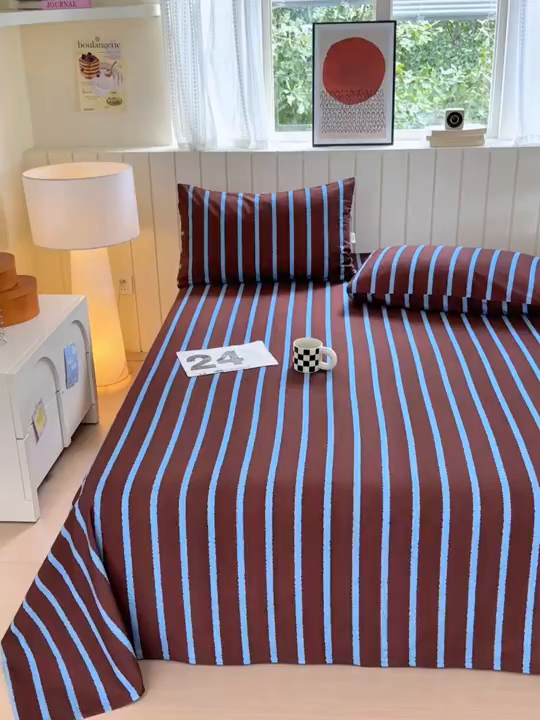 91家纺网 家纺一手货源 找家纺 如意朵 2025新款时尚印花全棉加厚磨毛床单 摩卡