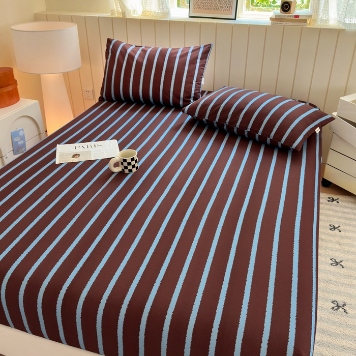 91家纺网 家纺一手货源 找家纺 如意朵 2025新款时尚印花全棉加厚磨毛床笠 摩卡