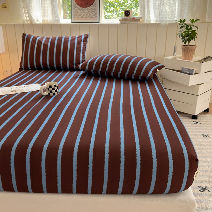 91家纺网 家纺一手货源 找家纺 如意朵 2025新款时尚印花全棉加厚磨毛床笠 摩卡