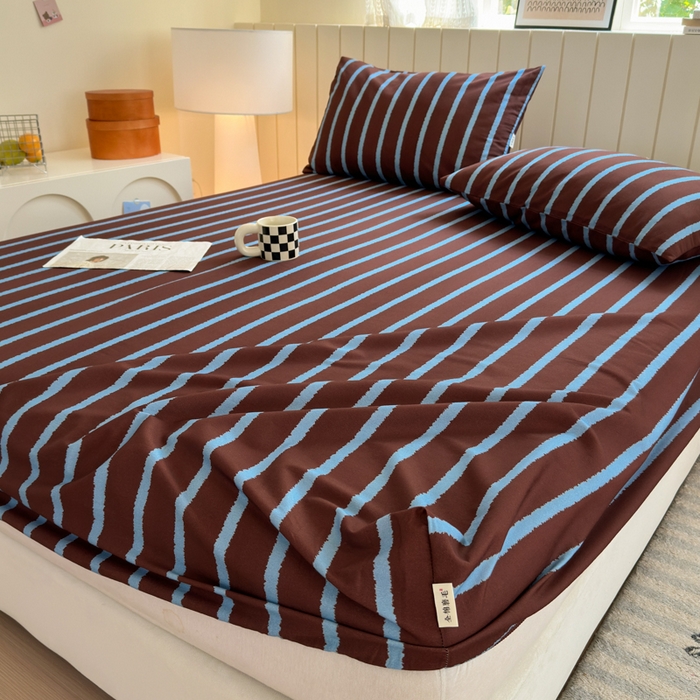 91家纺网 家纺一手货源 找家纺 如意朵 2025新款时尚印花全棉加厚磨毛床笠 摩卡