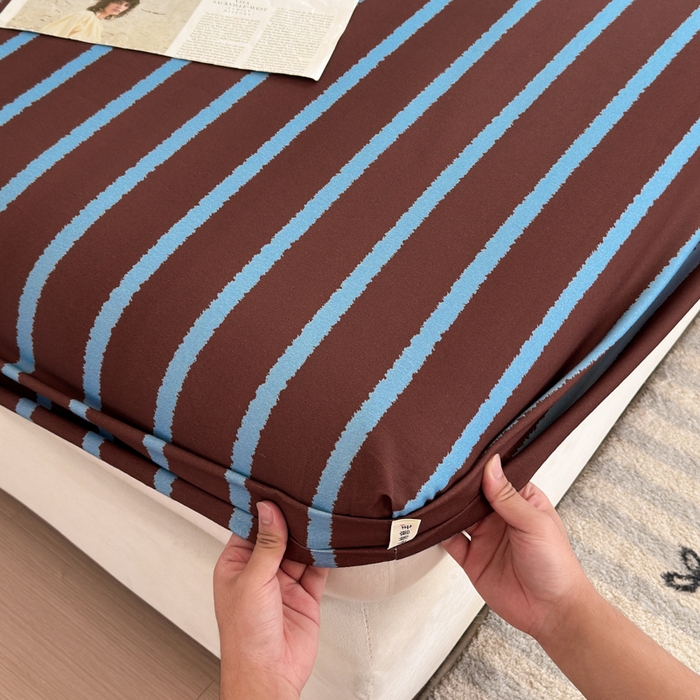 91家纺网 家纺一手货源 找家纺 如意朵 2025新款时尚印花全棉加厚磨毛床笠 摩卡