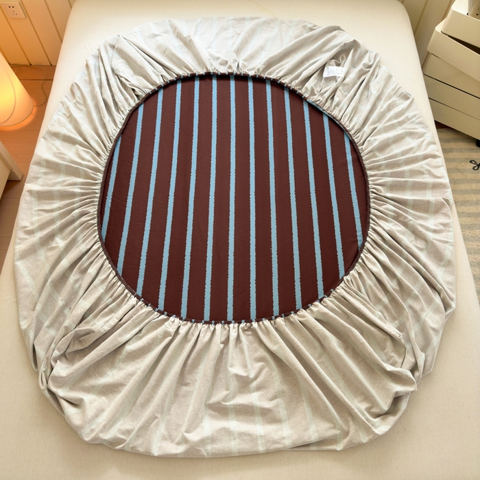 91家纺网 家纺一手货源 找家纺 如意朵 2025新款时尚印花全棉加厚磨毛床笠 摩卡