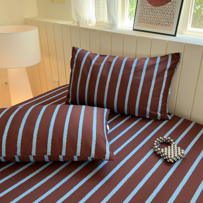 91家纺网 家纺一手货源 找家纺 如意朵 2025新款时尚印花全棉加厚磨毛床笠 摩卡