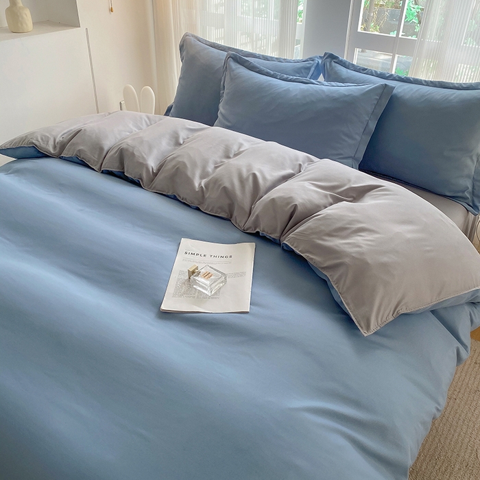 91家纺网 家纺一手货源 找家纺 南通菲度家纺 2025新款高克重芦荟棉四件套第二批 雾蓝+银灰