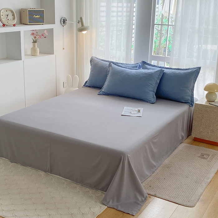 91家纺网 家纺一手货源 找家纺 南通菲度家纺 2025新款高克重芦荟棉四件套第二批 雾蓝+银灰