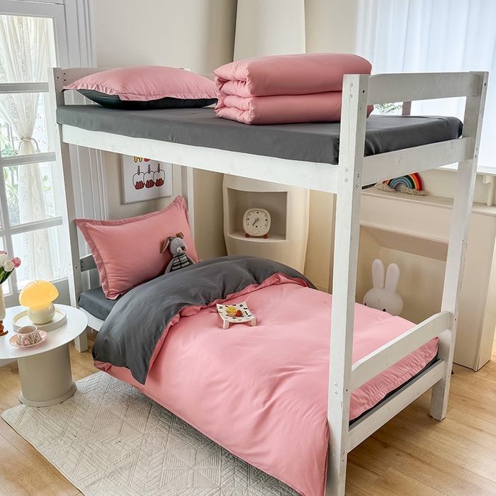 91家纺网 家纺一手货源 找家纺 南通菲度家纺 2025新款高克重芦荟棉四件套-宿舍第三批 玉粉-高级灰