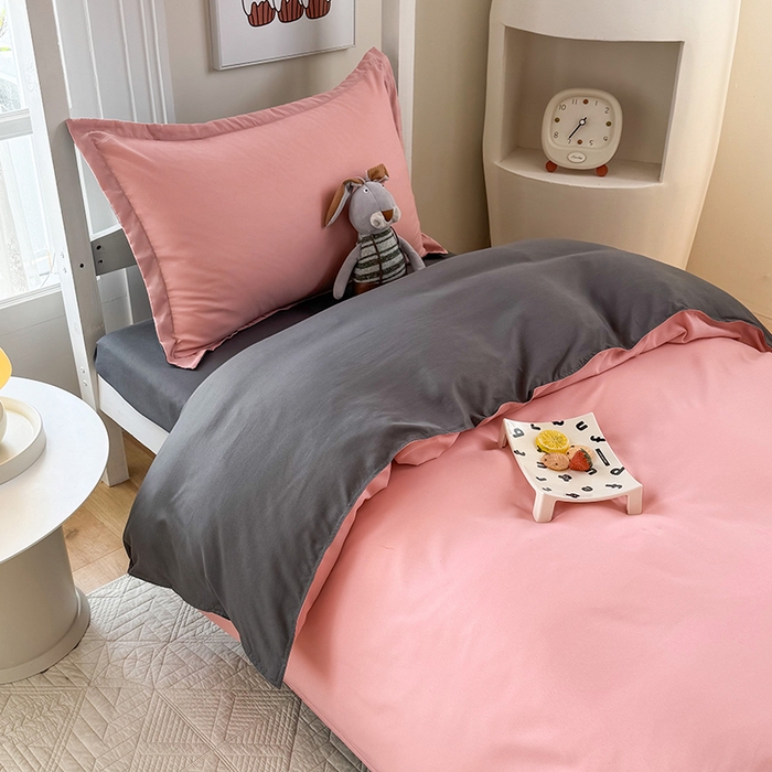 91家纺网 家纺一手货源 找家纺 南通菲度家纺 2025新款高克重芦荟棉四件套-宿舍第三批 玉粉-高级灰