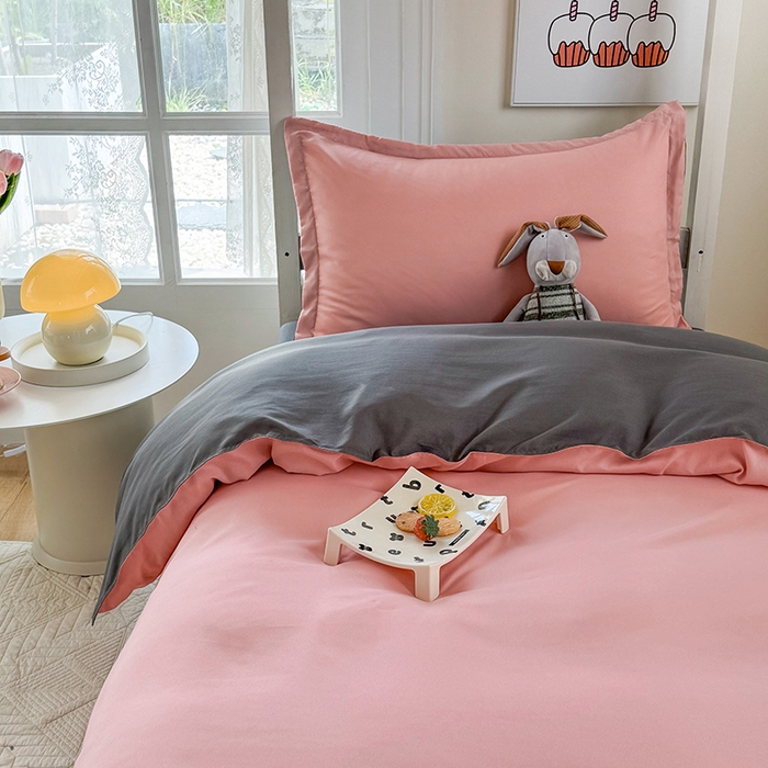 91家纺网 家纺一手货源 找家纺 南通菲度家纺 2025新款高克重芦荟棉四件套-宿舍第三批 玉粉-高级灰