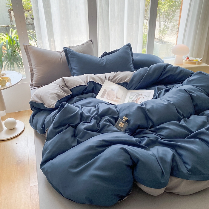 91家纺网 家纺一手货源 找家纺 南通菲度家纺 2025新款高克重芦荟棉四件套-大床第三批 宾利蓝-银灰