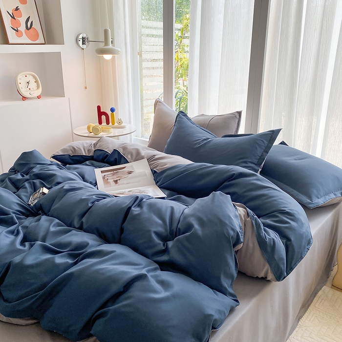 91家纺网 家纺一手货源 找家纺 南通菲度家纺 2025新款高克重芦荟棉四件套-大床第三批 宾利蓝-银灰