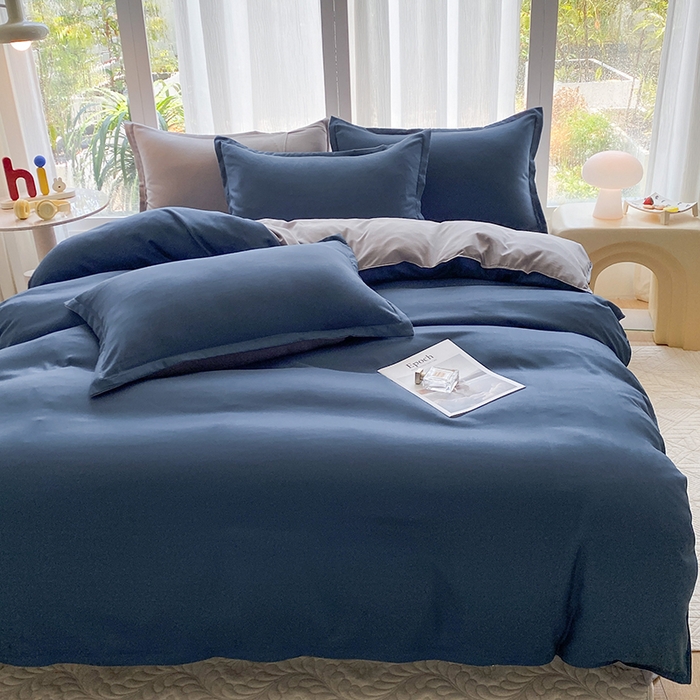 91家纺网 家纺一手货源 找家纺 南通菲度家纺 2025新款高克重芦荟棉四件套-大床第三批 宾利蓝-银灰