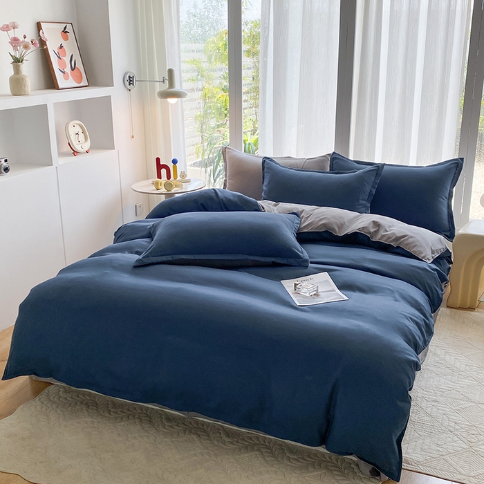 91家纺网 家纺一手货源 找家纺 南通菲度家纺 2025新款高克重芦荟棉四件套-大床第三批 宾利蓝-银灰