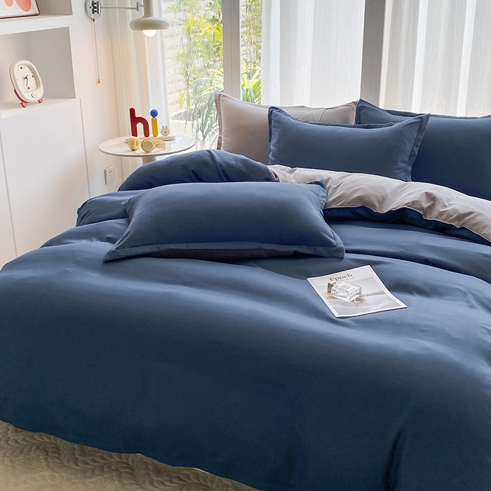 91家纺网 家纺一手货源 找家纺 南通菲度家纺 2025新款高克重芦荟棉四件套-大床第三批 宾利蓝-银灰