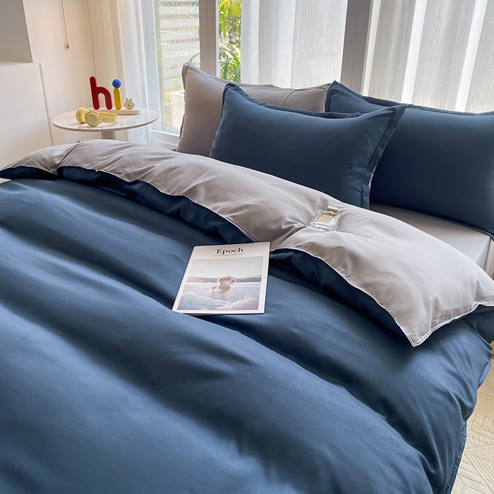 91家纺网 家纺一手货源 找家纺 南通菲度家纺 2025新款高克重芦荟棉四件套-大床第三批 宾利蓝-银灰