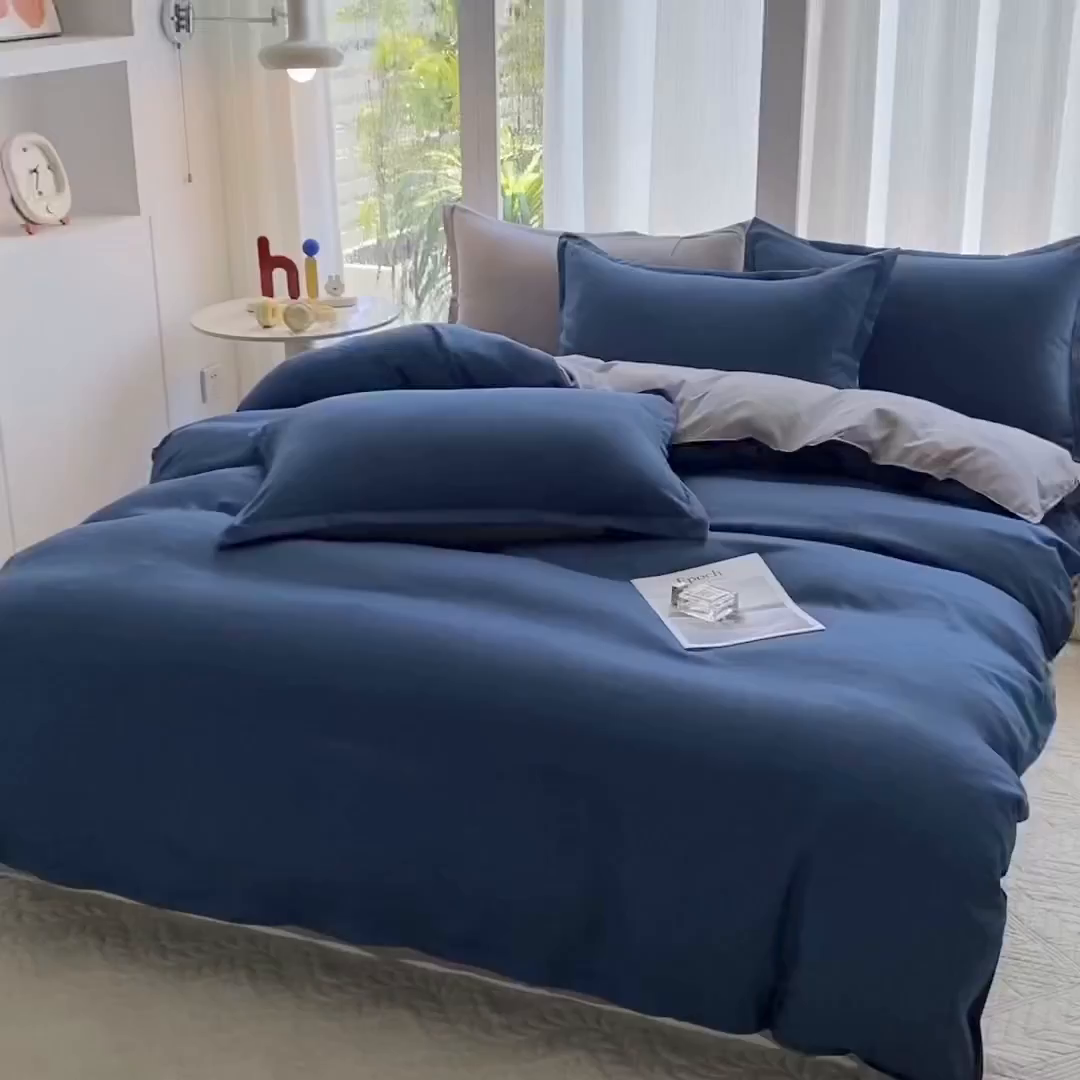 91家纺网 家纺一手货源 找家纺 南通菲度家纺 2025新款高克重芦荟棉四件套-大床第三批 宾利蓝-银灰