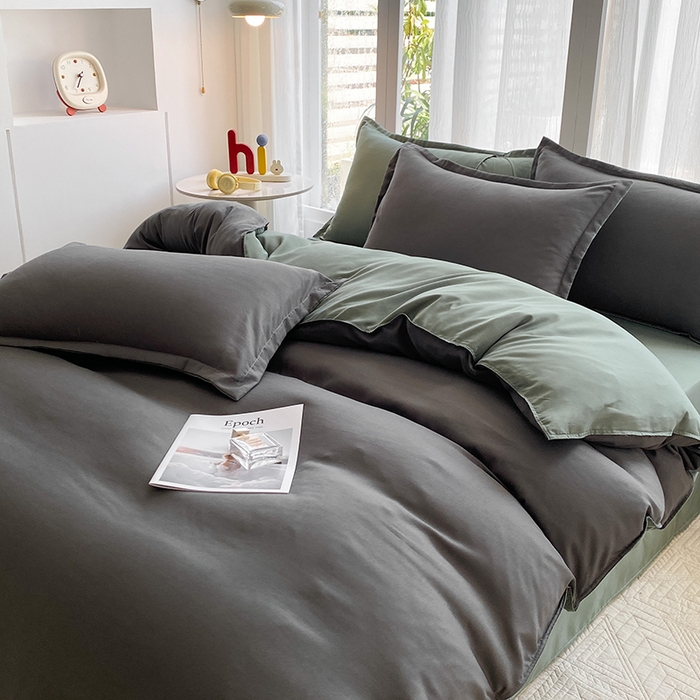 91家纺网 家纺一手货源 找家纺 南通菲度家纺 2025新款高克重芦荟棉四件套-大床第三批 高级灰-墨绿