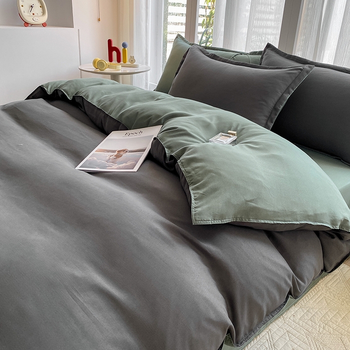 91家纺网 家纺一手货源 找家纺 南通菲度家纺 2025新款高克重芦荟棉四件套-大床第三批 高级灰-墨绿