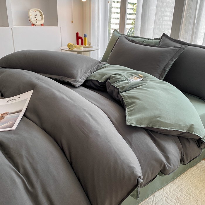 91家纺网 家纺一手货源 找家纺 南通菲度家纺 2025新款高克重芦荟棉四件套-大床第三批 高级灰-墨绿