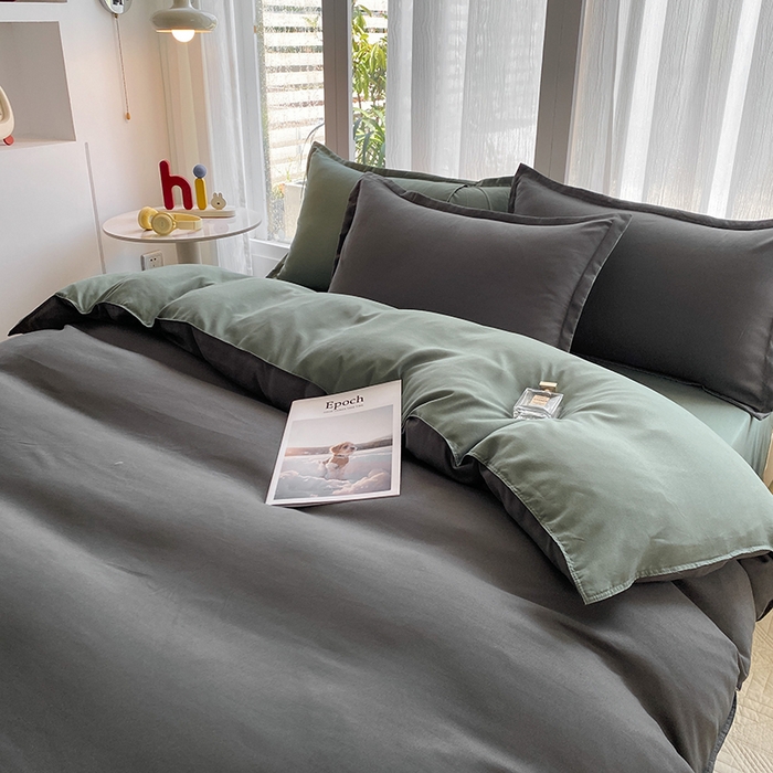 91家纺网 家纺一手货源 找家纺 南通菲度家纺 2025新款高克重芦荟棉四件套-大床第三批 高级灰-墨绿