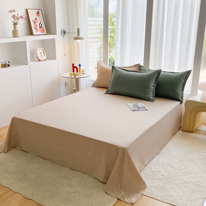 91家纺网 家纺一手货源 找家纺 南通菲度家纺 2025新款高克重芦荟棉四件套-大床第三批 墨绿-卡其