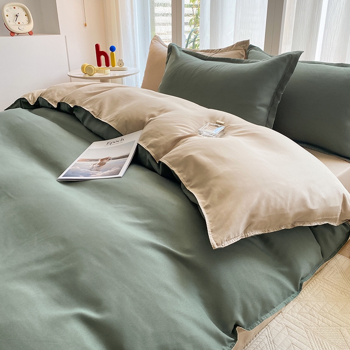 91家纺网 家纺一手货源 找家纺 南通菲度家纺 2025新款高克重芦荟棉四件套-大床第三批 墨绿-卡其