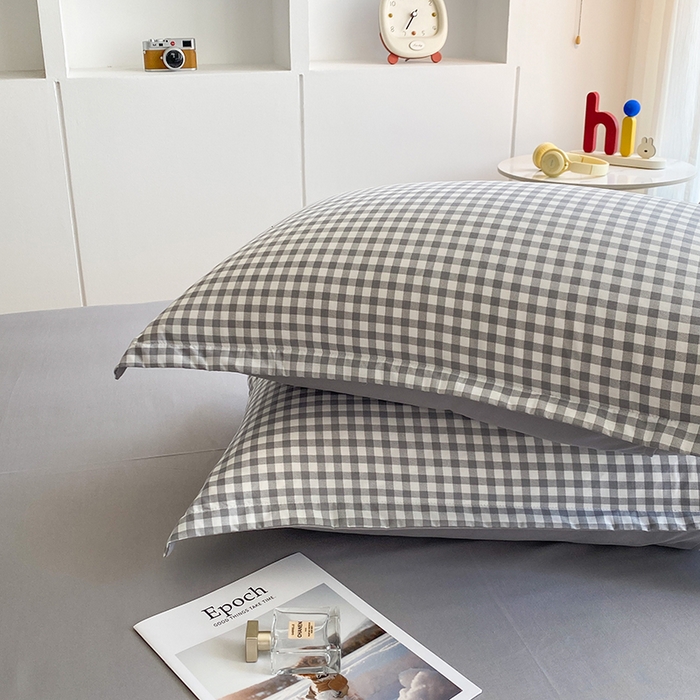 91家纺网 家纺一手货源 找家纺 南通菲度家纺 2025新款高克重芦荟棉四件套-大床第三批 小灰格-银灰