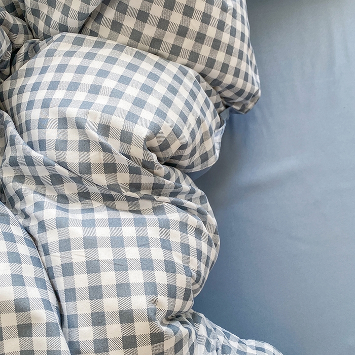 91家纺网 家纺一手货源 找家纺 南通菲度家纺 2025新款高克重芦荟棉四件套-大床第三批 小蓝格-雾蓝