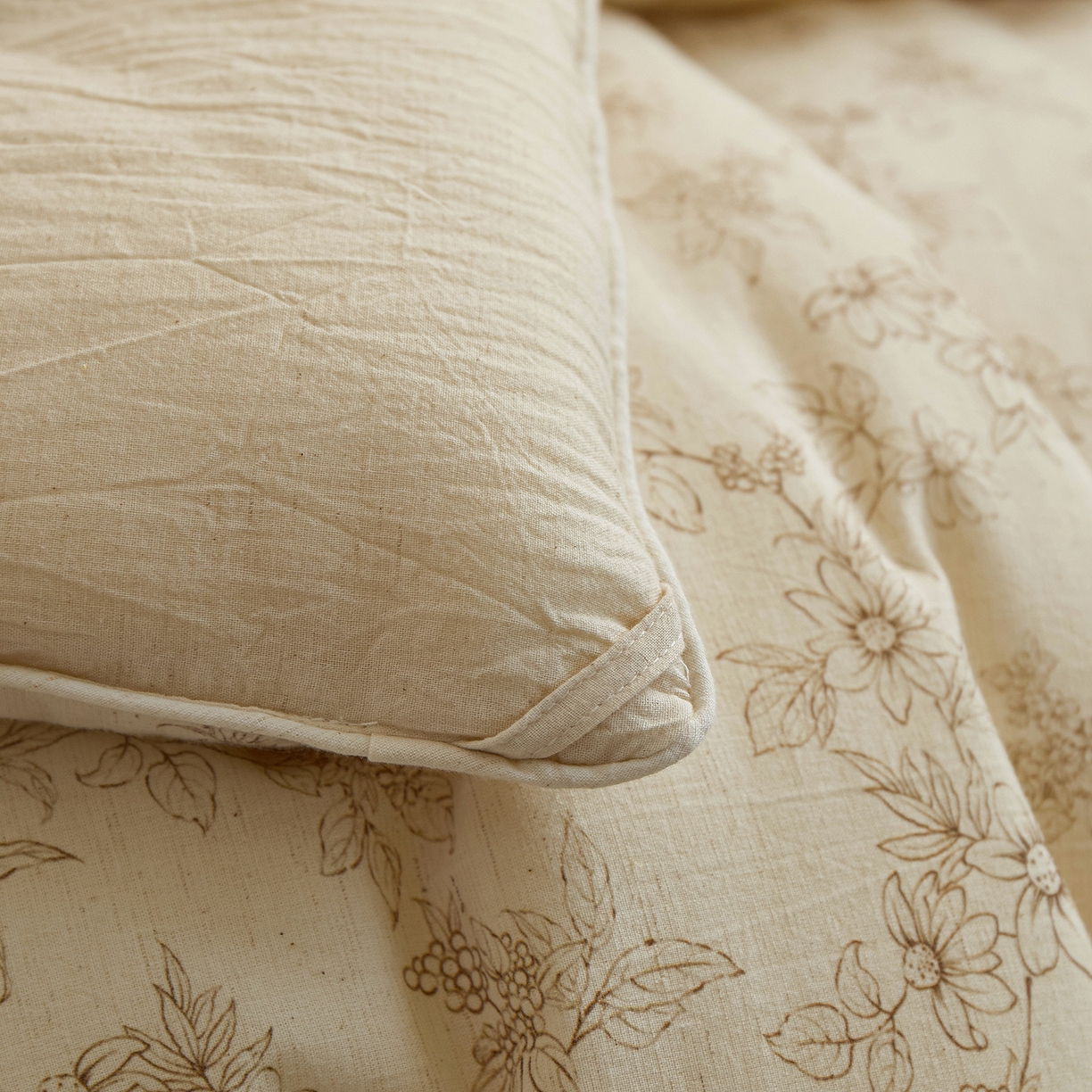 91家纺网 家纺一手货源 找家纺 （总）禧禾 2025新款A类诧寂风棉麻大豆色织提花数码印花春秋冬被被子被芯