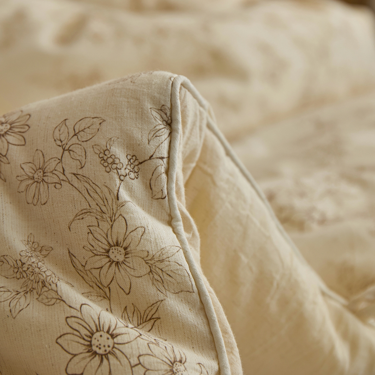 91家纺网 家纺一手货源 找家纺 （总）禧禾 2025新款A类诧寂风棉麻大豆色织提花数码印花春秋冬被被子被芯