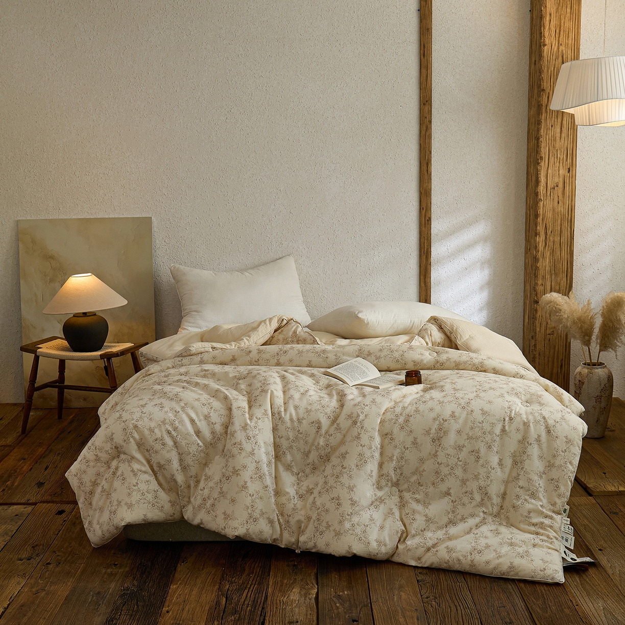 91家纺网 家纺一手货源 找家纺 （总）禧禾 2025新款A类诧寂风棉麻大豆色织提花数码印花春秋冬被被子被芯