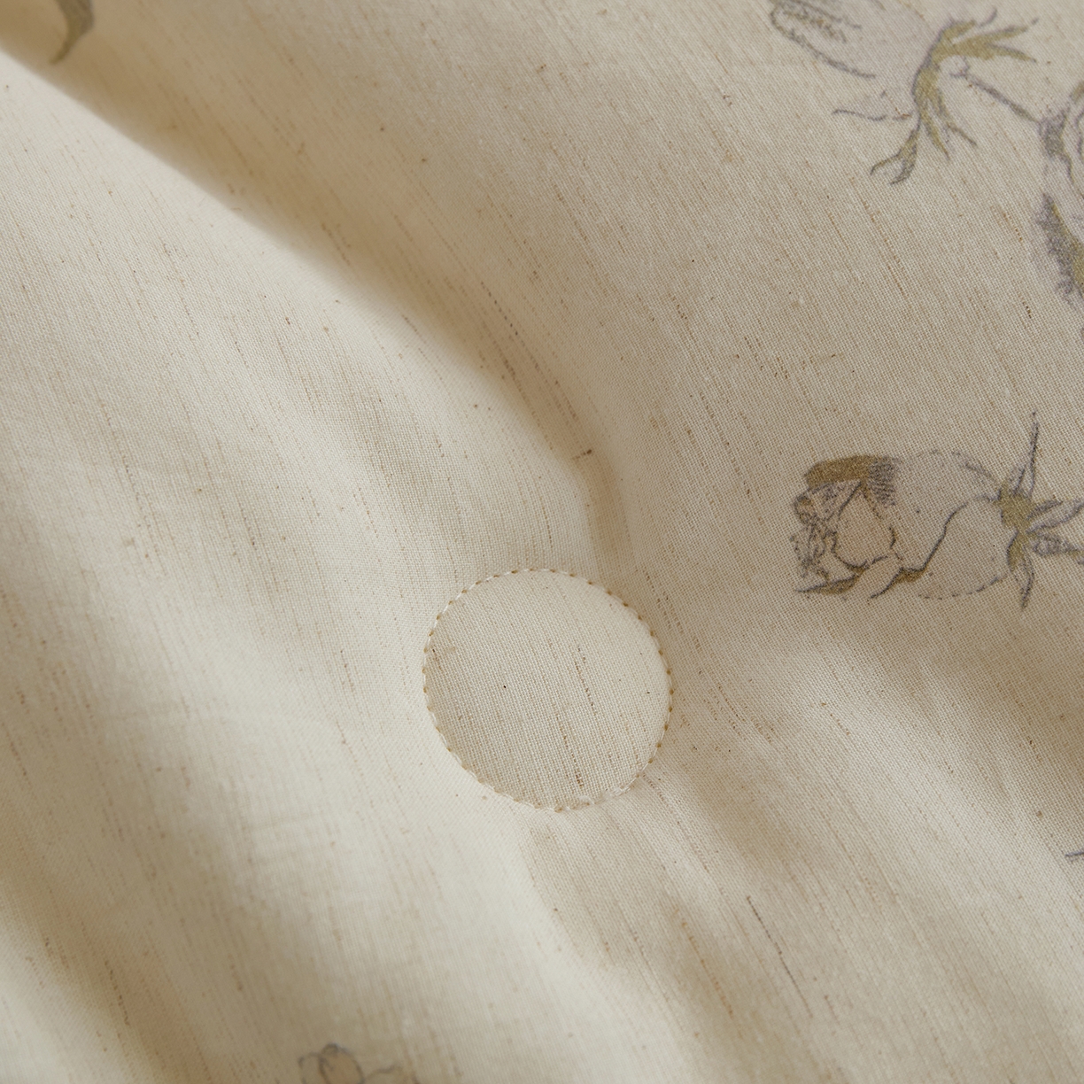 91家纺网 家纺一手货源 找家纺 禧禾 2025新款A类诧寂风棉麻大豆色织提花数码印花春秋冬被被子被芯 桃玺-印花