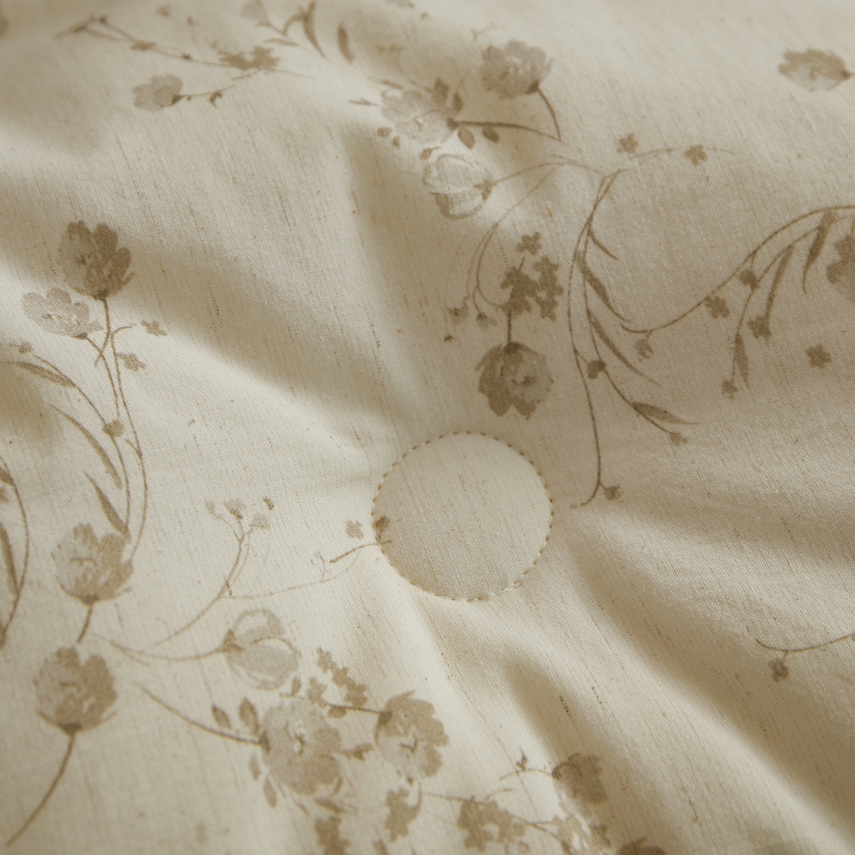 91家纺网 家纺一手货源 找家纺 禧禾 2025新款A类诧寂风棉麻大豆色织提花数码印花春秋冬被被子被芯 栀穗-印花