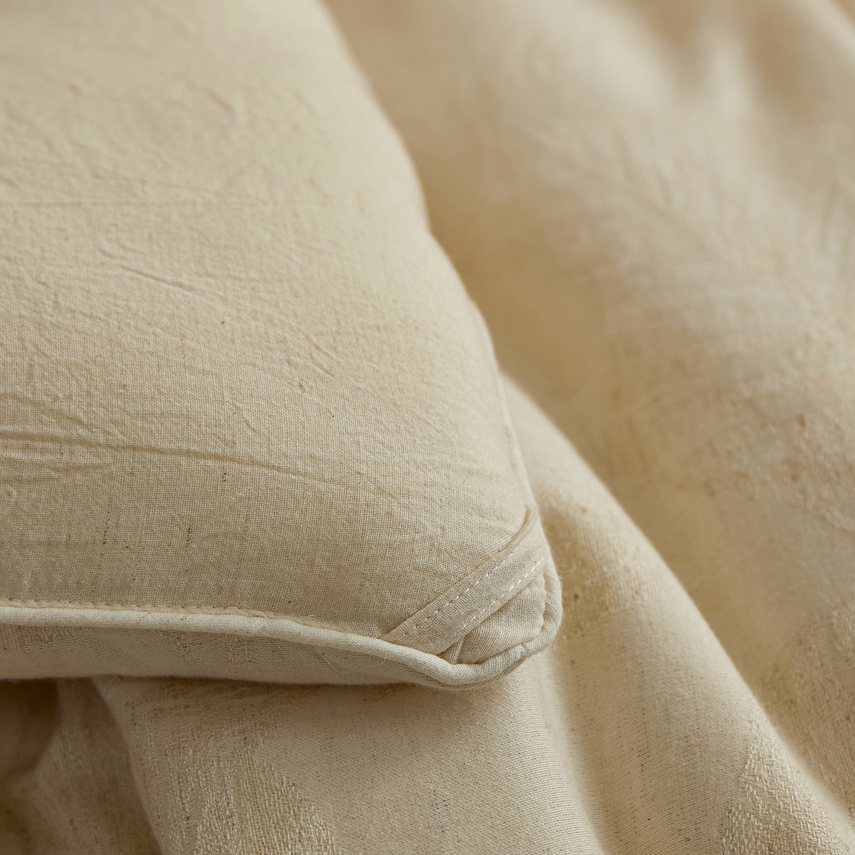 91家纺网 家纺一手货源 找家纺 禧禾 2025新款A类诧寂风棉麻大豆色织提花数码印花春秋冬被被子被芯 有木-提花