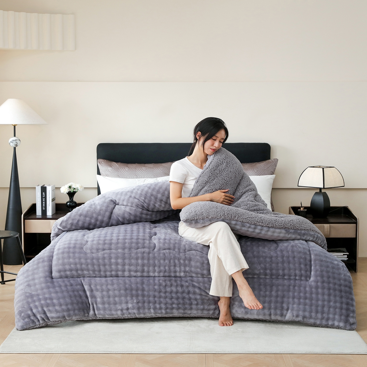 91家纺网 家纺一手货源 找家纺 （总）金灵居 2025新款兔毛绒冬被兔毛被子被芯春秋被