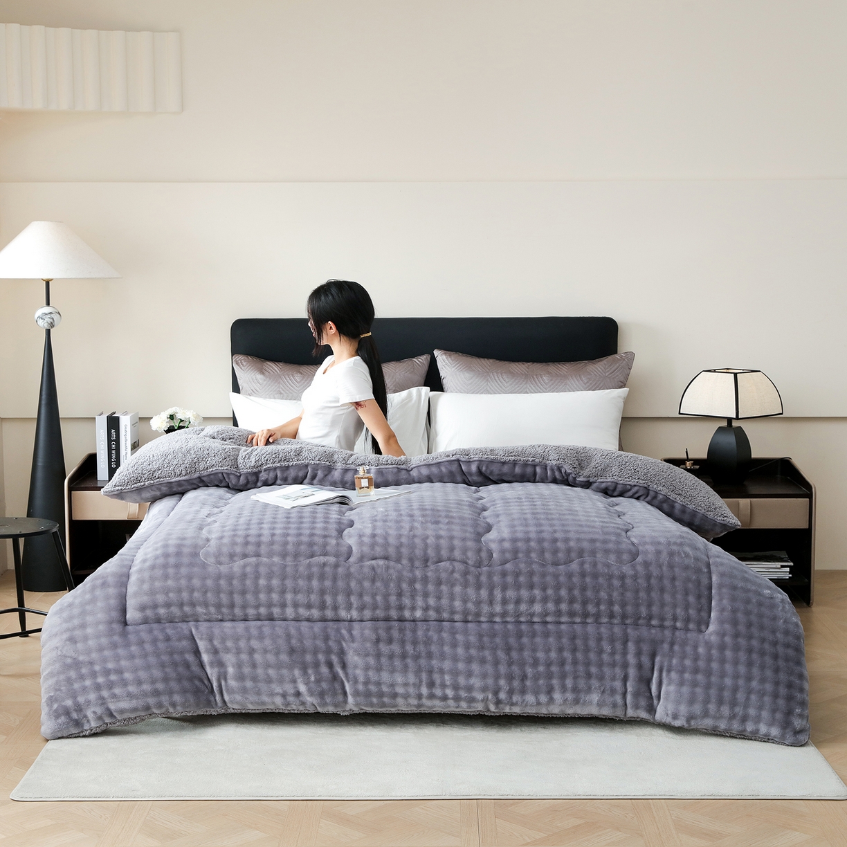 91家纺网 家纺一手货源 找家纺 （总）金灵居 2025新款兔毛绒冬被兔毛被子被芯春秋被